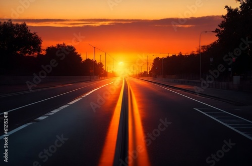 sunset on the road