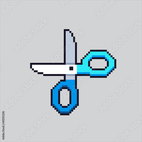 Pixel art illustration Scissors. Pixelated scissors tools. Scissors cutter pixelated
for the pixel art game and icon for website and video game. old school retro.