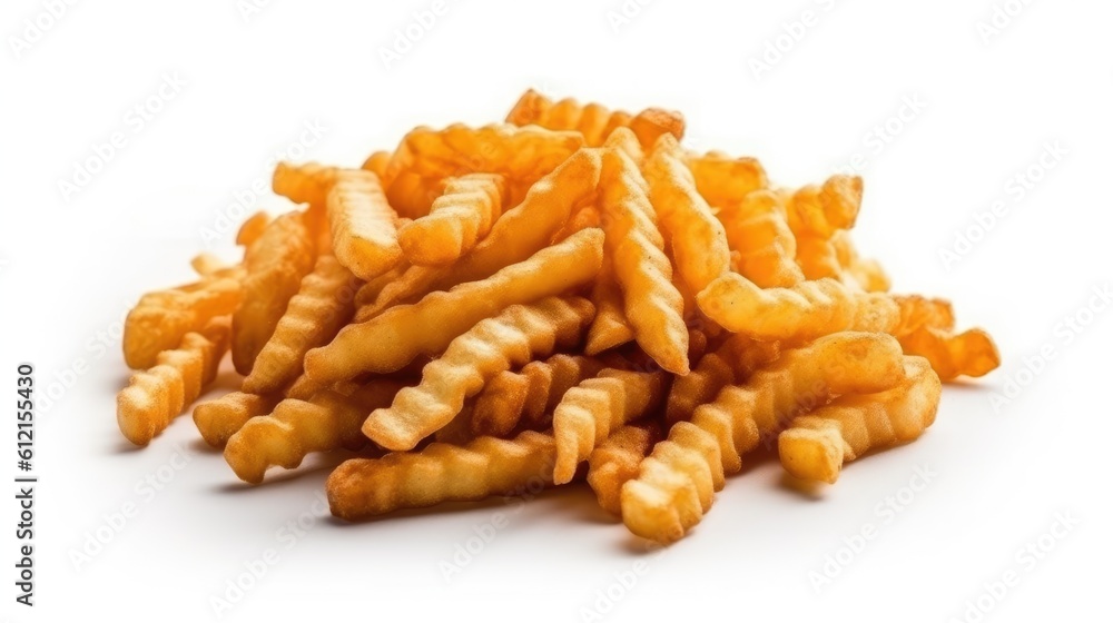 Delicious Crinkle Cut French Fries isolated on white Delicious Crinkle Cut French Fries isolated on white