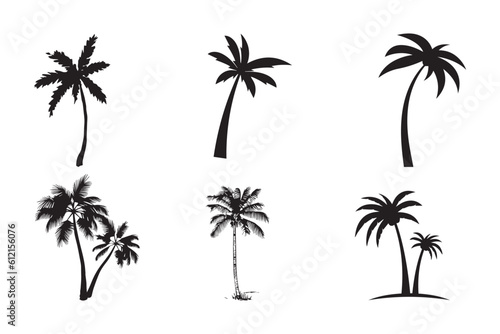 set of palm trees vector isolated on white background © Alienalgorithm
