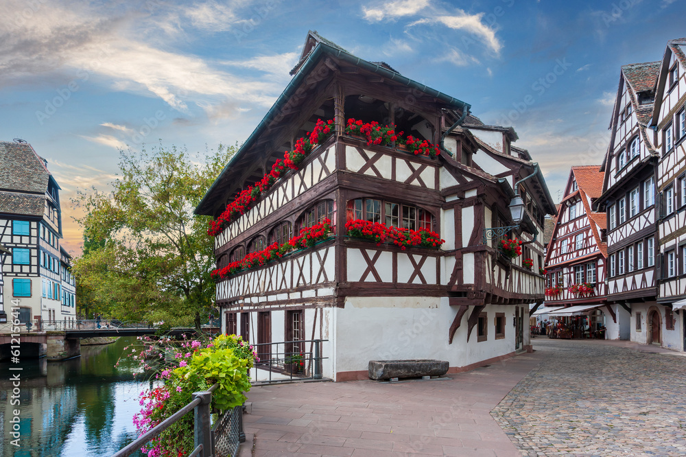 Colmar in Alsace region of France with traditional half-timbered houses Colmar in Alsace region of France with traditional half-timbered houses