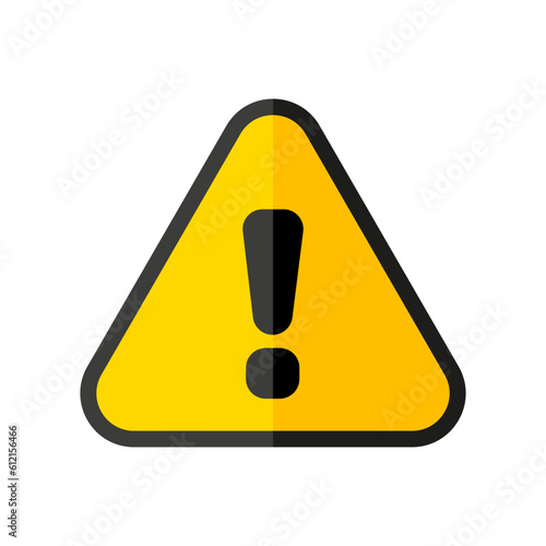 yellow triangle sign. black silhouette exclamation mark. Vector illustration. stock image.