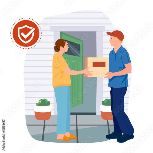Safe cargo delivery, cargo delivery man woman, courier man.