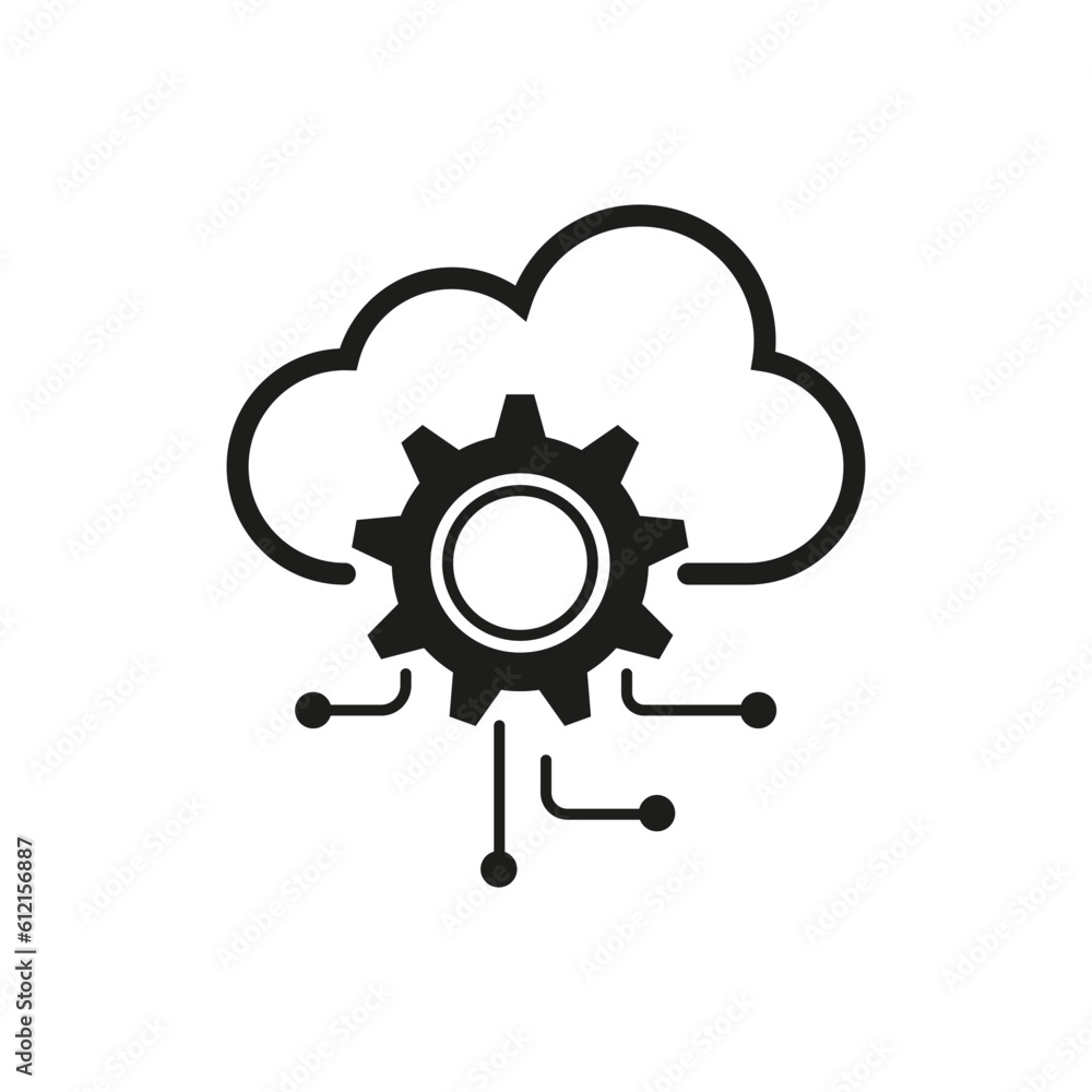 api software icon, cloud integration with gear, hosting server, framework concept. Vector illustration. stock image. api software icon, cloud integration with gear, hosting server, framework concept. Vector illustration. stock image.