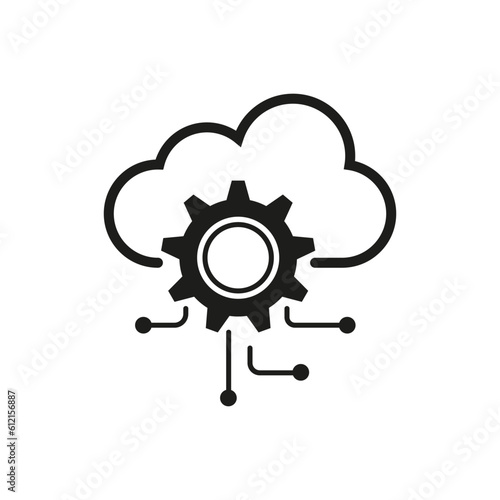 api software icon, cloud integration with gear, hosting server, framework concept. Vector illustration. stock image.