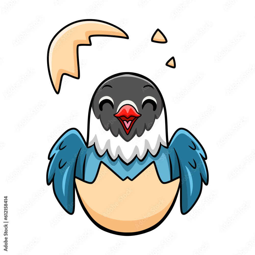 Cute slaty blue love bird cartoon inside from egg Cute slaty blue love bird cartoon inside from egg