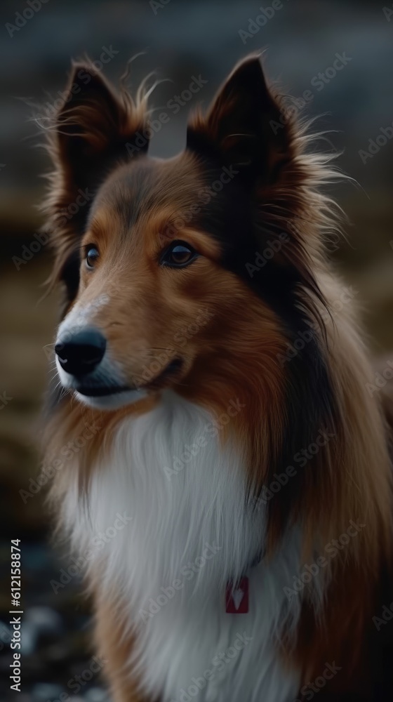 Shetland Sheepdog dog cinematic background