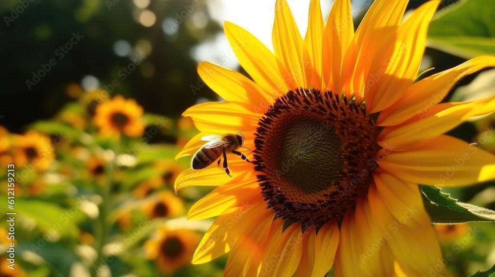 bee on sunflower bee on sunflower