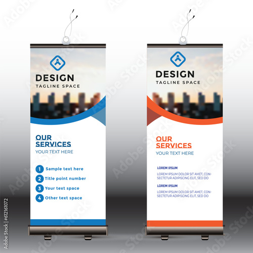 roll up brochure flyer banner design template vector, abstract background, modern x-banner, rectangle size.