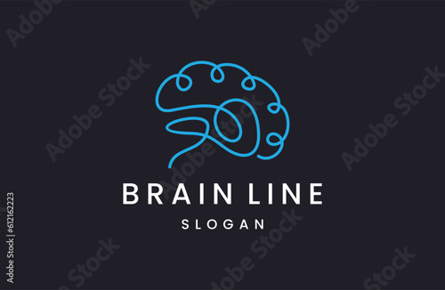 abstract brain outline monoline art logo vector icon