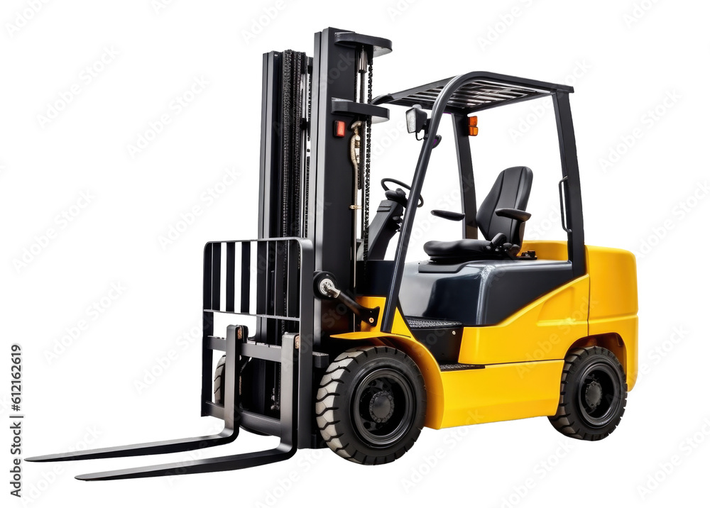 Forklift Isolated on Transparent Background - Generative AI  
