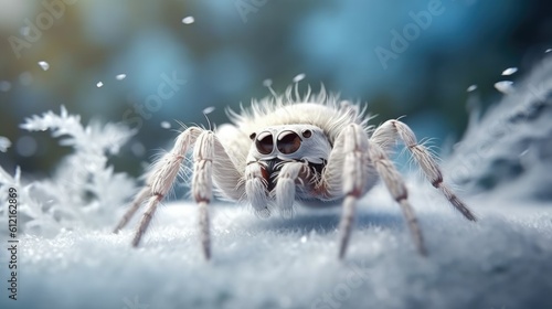 white spider on the web