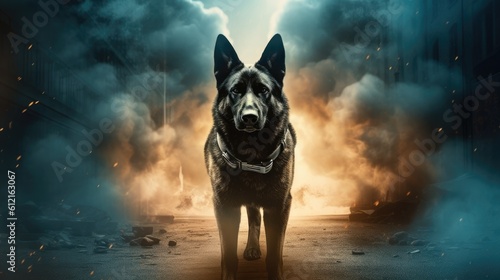 amazing powerful superhero german shepherd dog photo
