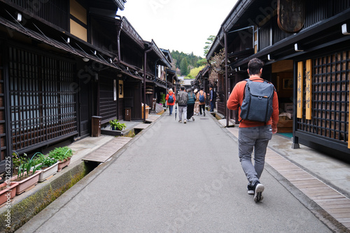 Wallpaper Mural Tourists visiting a traditional japanese street in Takayama, Japan. Torontodigital.ca