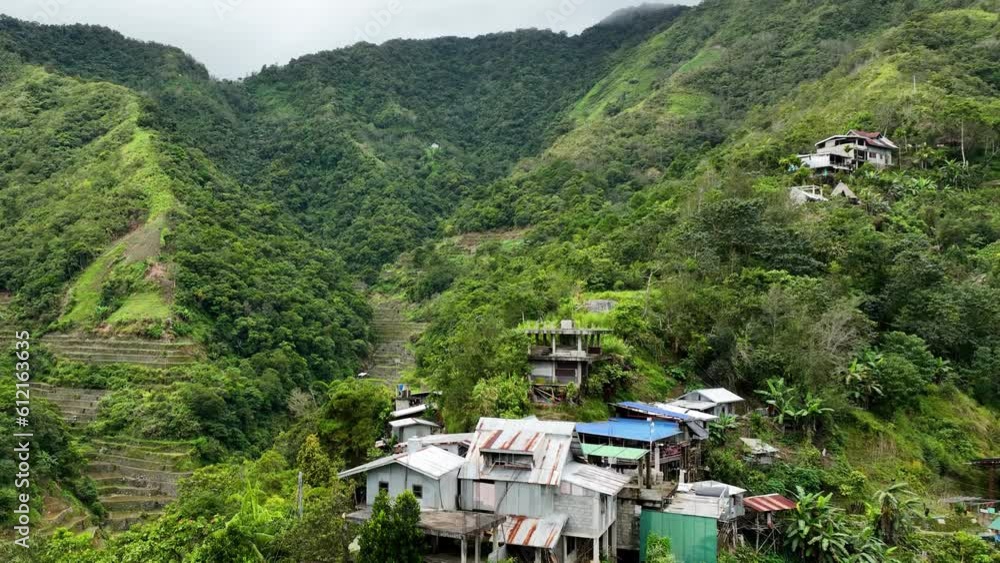Aerial shot of the amazing terraced rice paddies in the mountains near Banaue Philippines. Aerial shot of the amazing terraced rice paddies in the mountains near Banaue Philippines.
