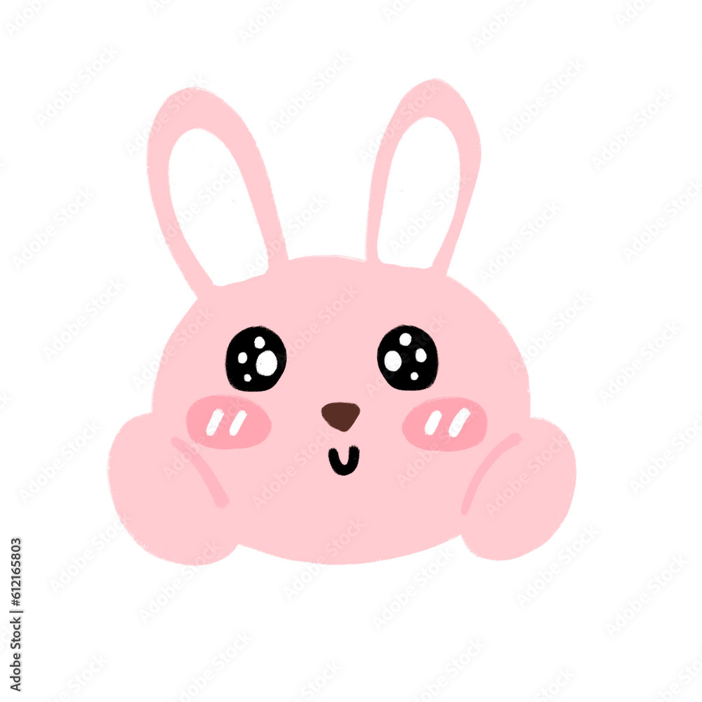 Pink Rabbit Bunny Head Cartoon illustration Pink Rabbit Bunny Head Cartoon illustration