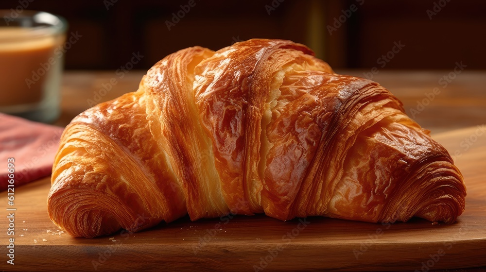 fresh croissant on wooden table fresh croissant on wooden table