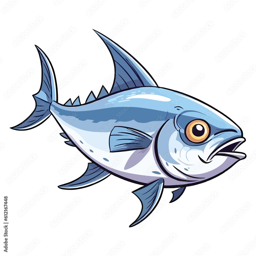 Obraz premium Sweet Tuna: Irresistible 2D Illustration of a Darling Fishy Friend