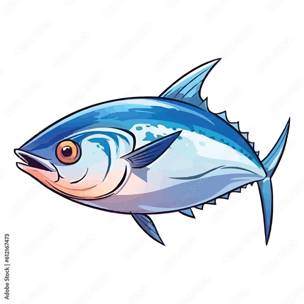 Obraz premium Sweet Tuna: Irresistible 2D Illustration of a Darling Fishy Friend