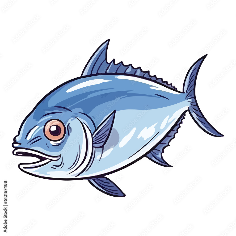 Sweet Tuna: Irresistible 2D Illustration of a Darling Fishy Friend