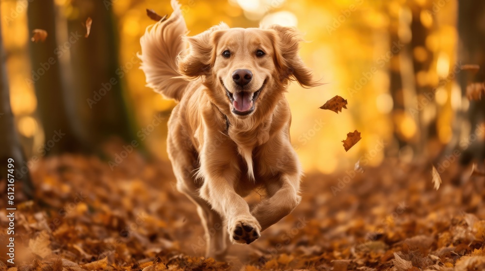 golden retriever running in the woods golden retriever running in the woods