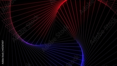Abstract neon blue and red visual line loop background. Flow of light. Modern visual effect video backdrop for digital, technology.4k