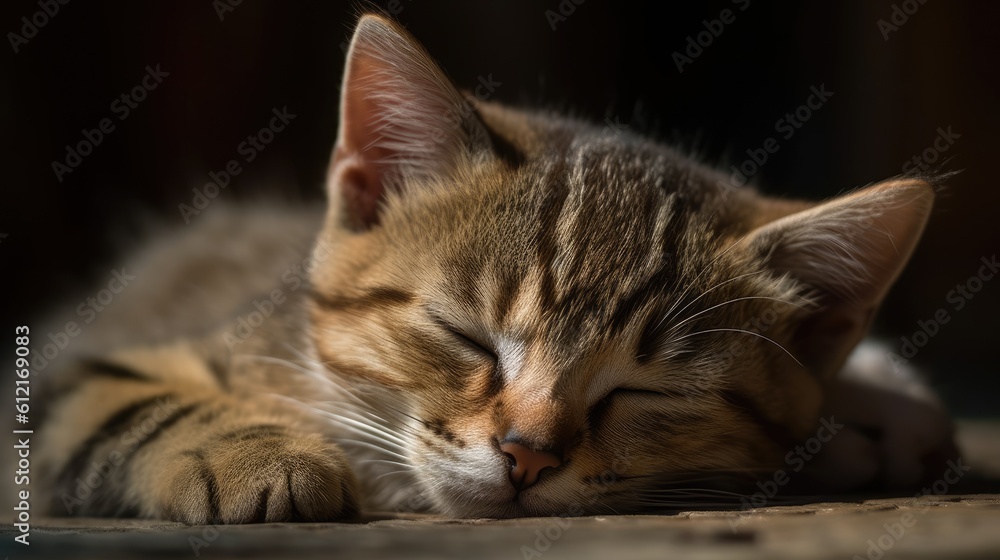 close up of a sleeping cat