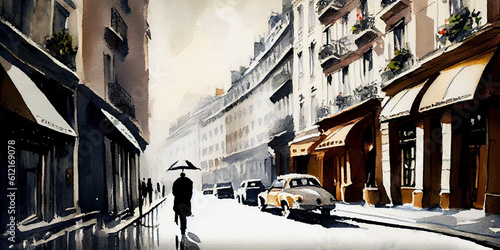 Fototapeta Naklejka Na Ścianę i Meble -  vintage European watercolor art