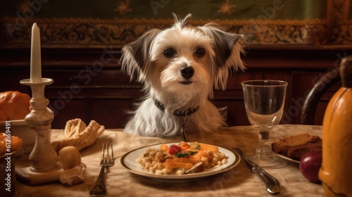 Pampered Pooch Delighted Dog Enjoying a Hearty Meal