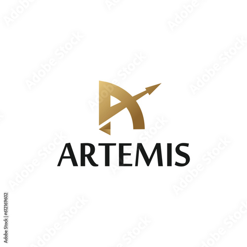 Vector illustration of Artemis logo icon on white background, archer logo
