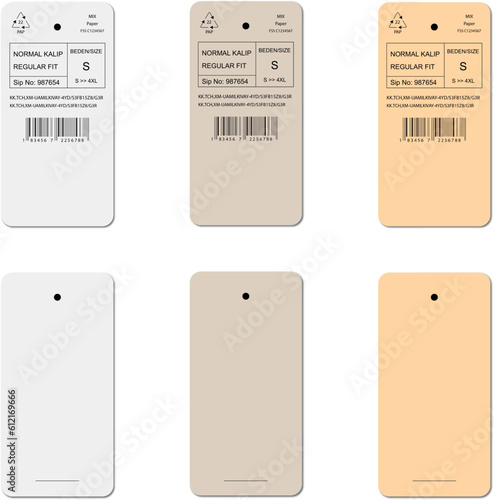 Tags for clothes in bed tones