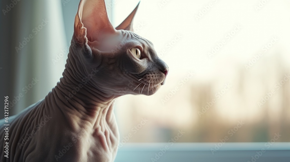 egypt sphynx cat cinematic background close up portrait of a cat