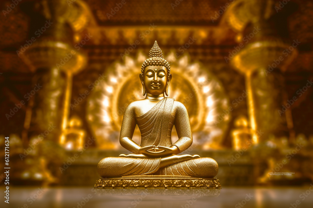 Fototapeta premium Golden Buddha statue in the temple