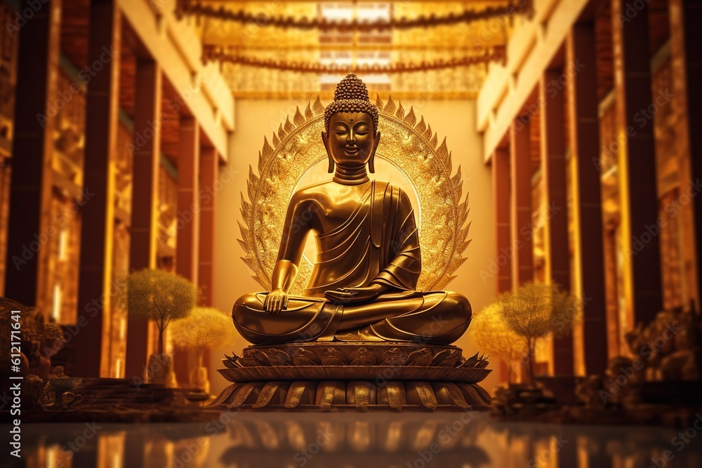 Golden Buddha statue in the temple Golden Buddha statue in the temple