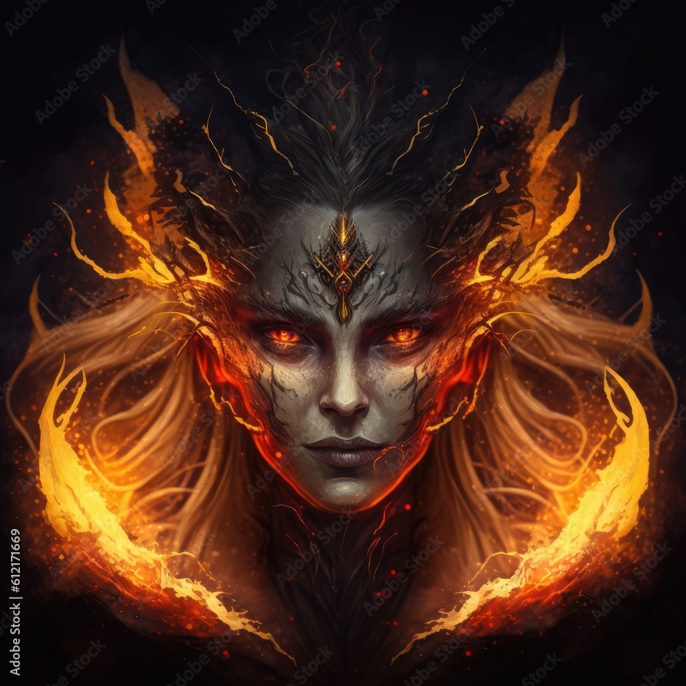 woman in mask creature with bright red eyes surrounded woman in mask creature with bright red eyes surrounded