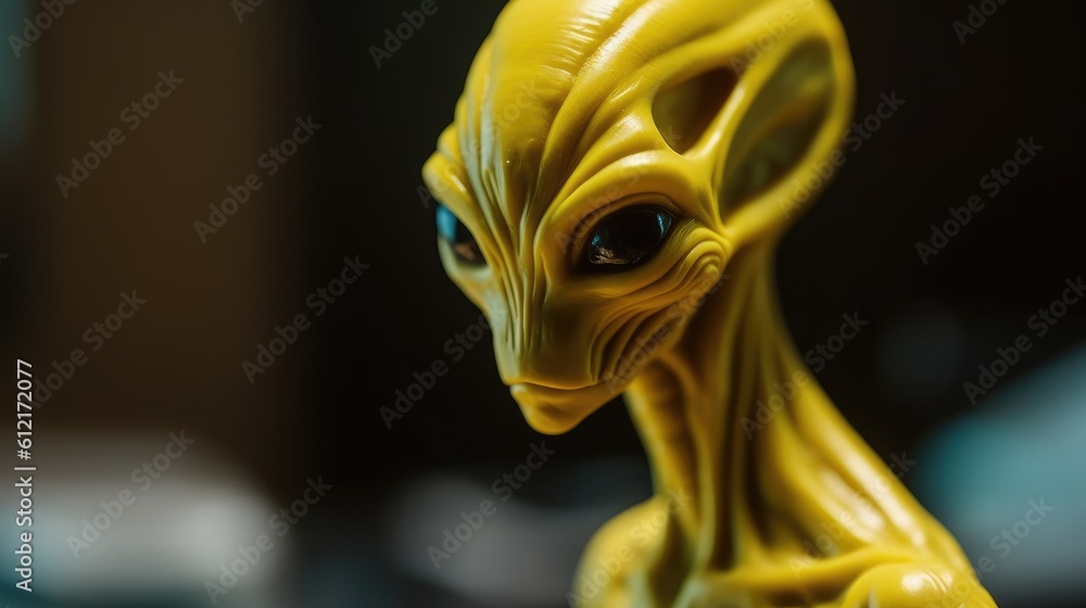 yellow statue of a alien person