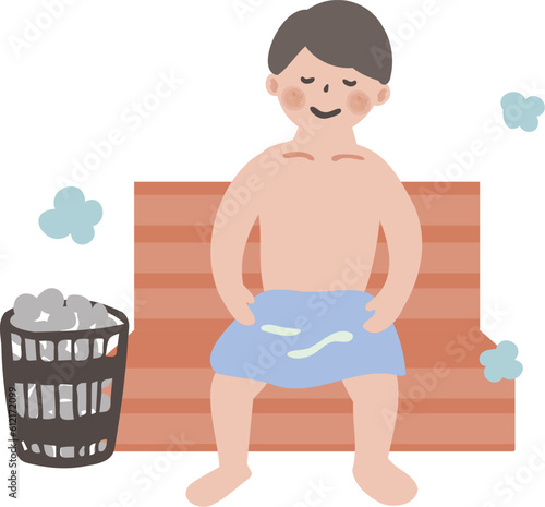 サウナに入る男性