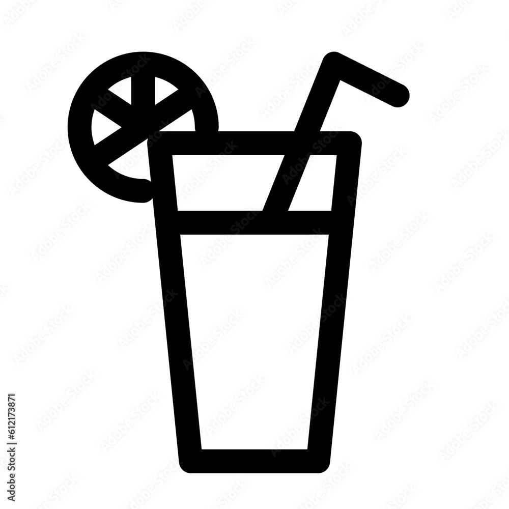 飲み物、ジュース、オレンジジュース、グラスを表すラインスタイルのアイコン 飲み物、ジュース、オレンジジュース、グラスを表すラインスタイルのアイコン