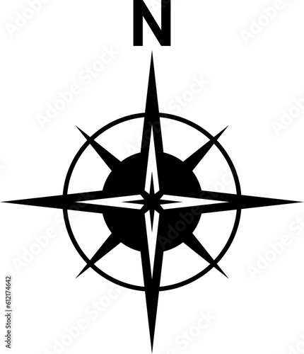 Black north symbol. North sign. 