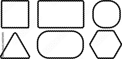 silhouette rope frame set on transparent background
