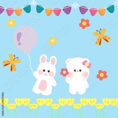 Background 94 a party of rabbits and bears