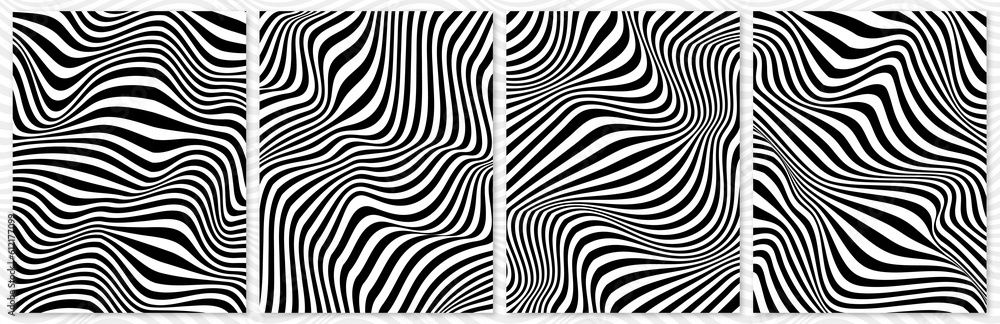 Seamless vector pattern pack wavy trippy psychedelic groovy lines Seamless vector pattern pack wavy trippy psychedelic groovy lines