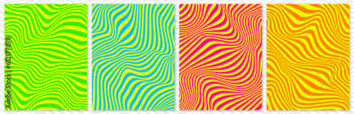 Seamless vector pattern pack wavy trippy psychedelic groovy lines