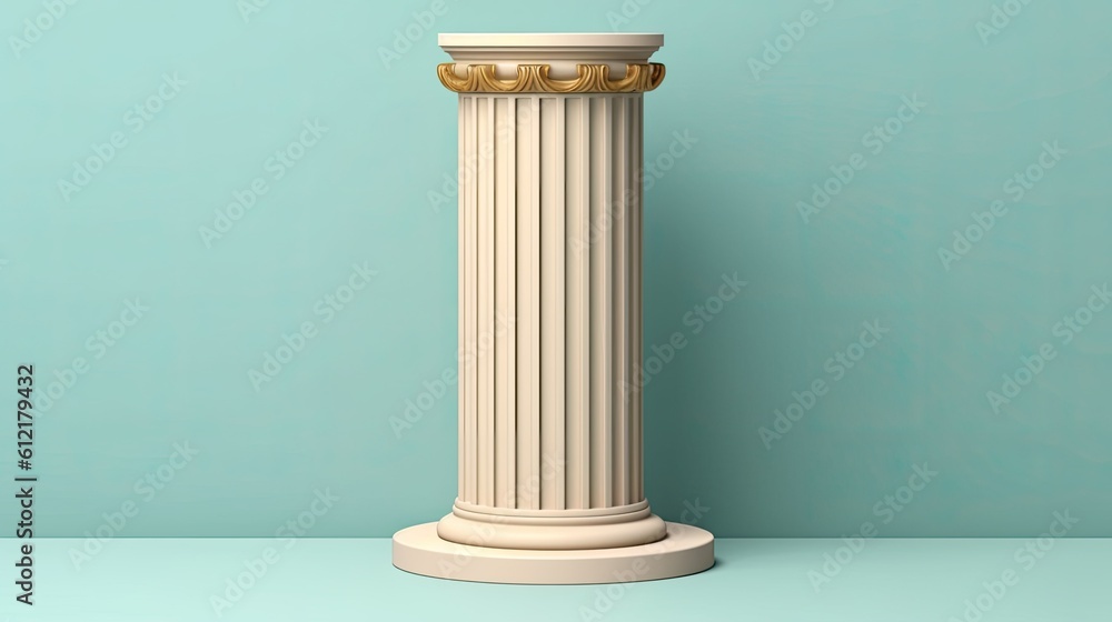 A display stand with a podium in the style of a traditional Greek Doric column. copy space on a light, minimalist background. Illustration used to promote products, services, and museum Generative AI A display stand with a podium in the style of a traditional Greek Doric column. copy space on a light, minimalist background. Illustration used to promote products, services, and museum Generative AI