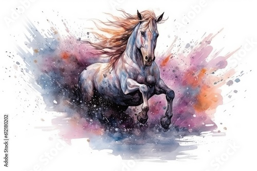 art horse in space . dreamlike background with horse . Hand Drawn Style illustration