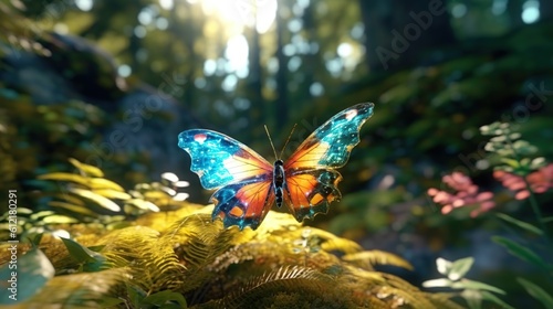 Beautiful butterfly glass wings on the magical majestic forest  © Gethuk_Studio