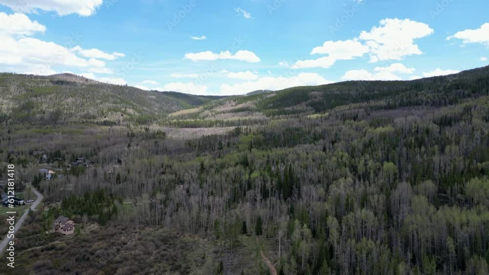 Aerial view of the landscape along Rainbow Lake Trail Aerial view of the landscape along Rainbow Lake Trail