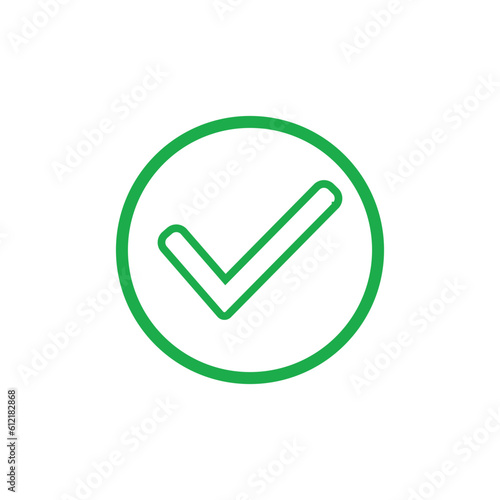 Check mark green line icons. Vector illustration. - Vector