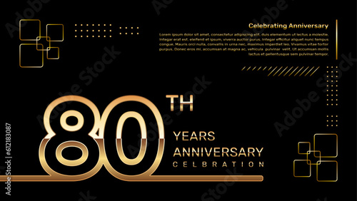 80 year anniversary template design with gold color and double line numbers, vector template photo