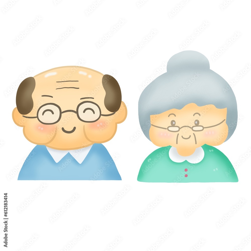 elderly men and women cartoon style elderly men and women cartoon style
